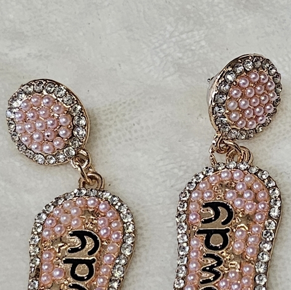 Western Cowgirl Boot NEW "Howdy"  Rodeo Beaded Rhinestone Drop Earrings - Picture 7 of 7